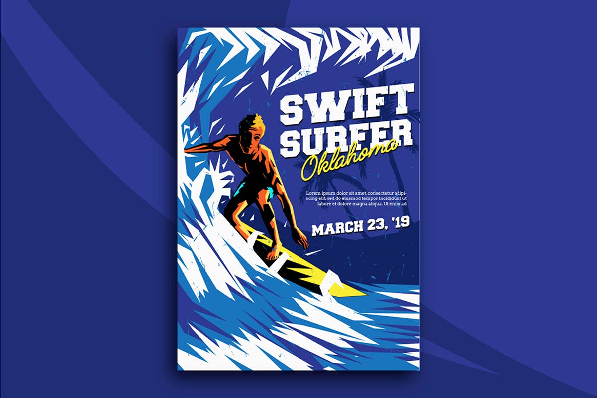 海上冲浪极限运动活动海报PSD模板 Swift Surfer Flyer插图