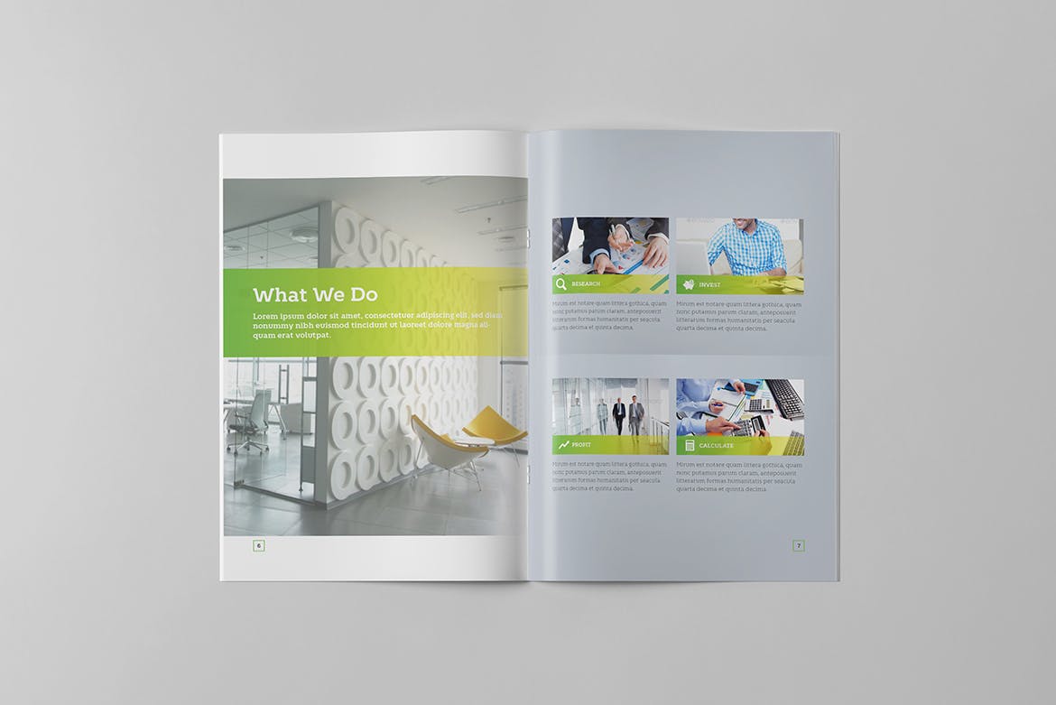 金融咨询服务公司企业画册设计模板 Green Business Brochure插图(3)