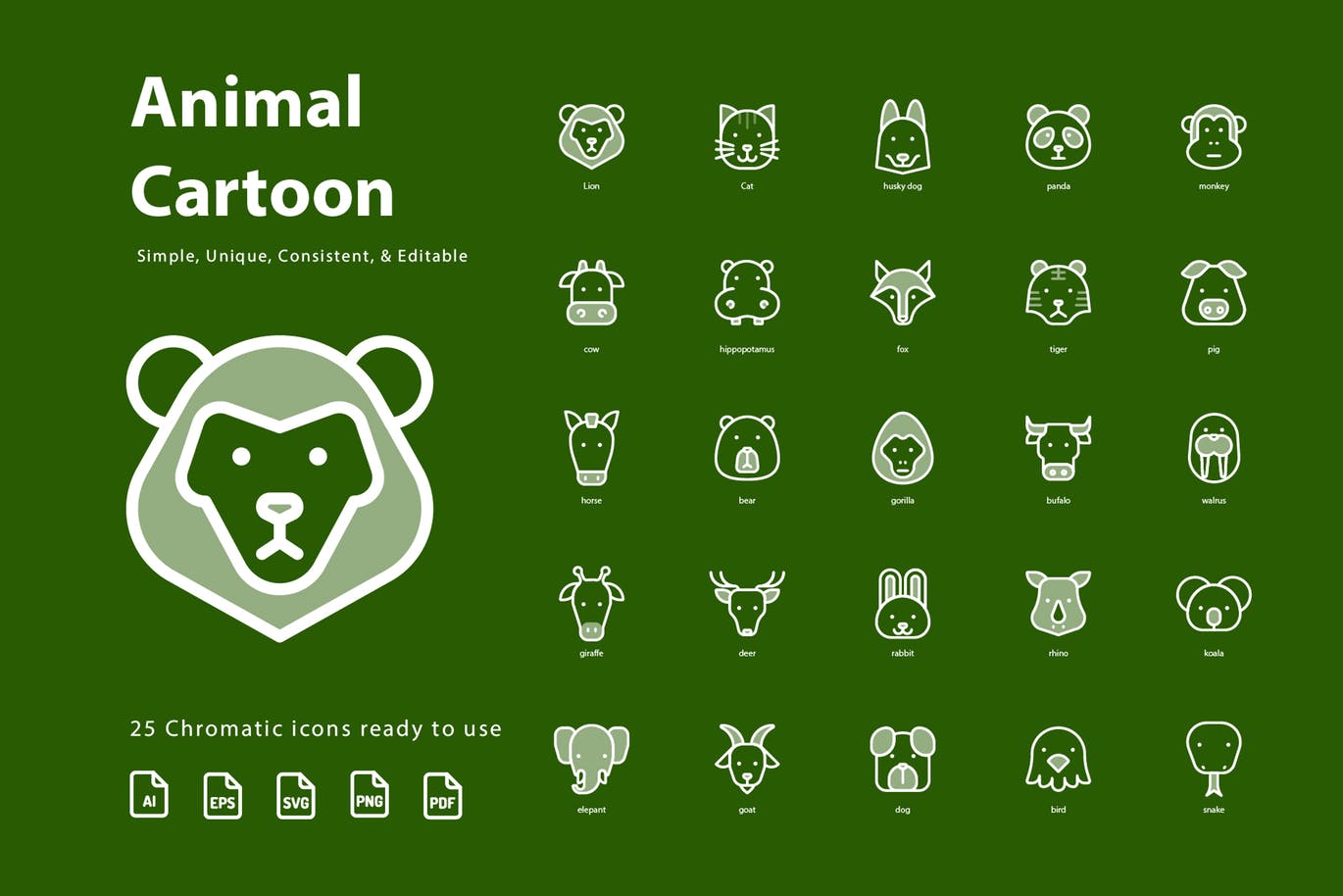 动物卡通形象彩色矢量图标素材 Animal Cartoon (Chromatic)插图(2)