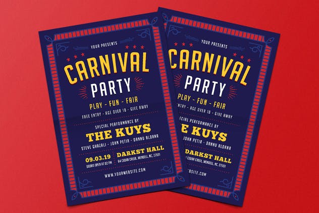 复古设计风格嘉年华活动海报设计模板 Carnival Event Flyer插图(2)