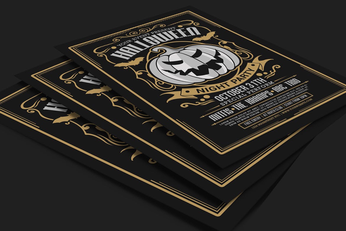 万圣节之夜主题活动海报设计模板 Halloween Night Party插图(3)