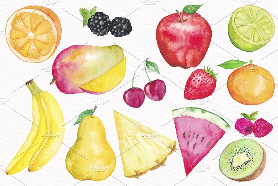 水彩水果插画合集 Fruit Watercolor Collection插图(2)