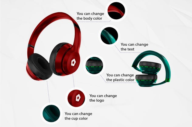 音乐头戴耳机设备样机套装 Headphones Mockup Kit插图(5)