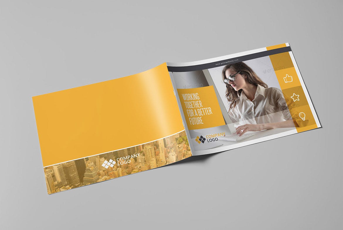多用途公司彩页画册版式设计模板 Multipurpose Business Landscape Brochure插图(8)
