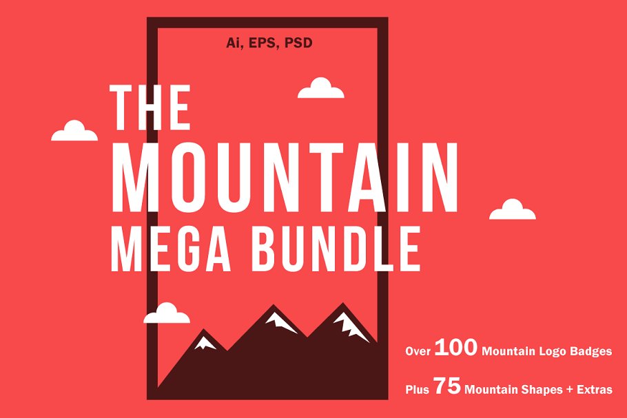 户外运动主题山脉图形Logo设计模板 The Mountain Mega Bundle插图