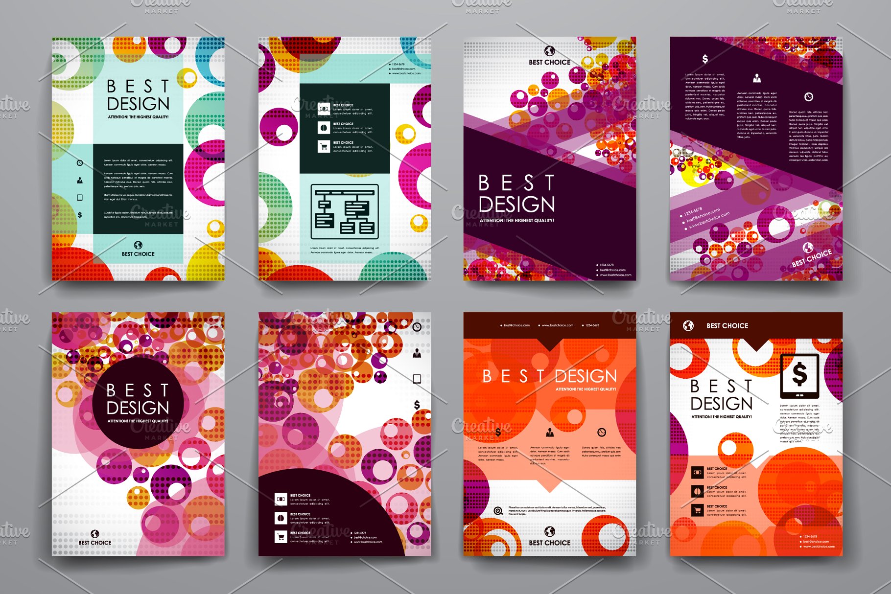 多彩抽象几何杂志画册模板 Colourful brochure templates插图