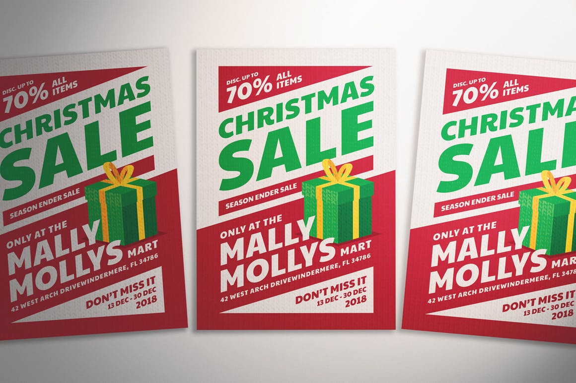 圣诞节促销活动周广告海报传单模板 Christmas Sale Flyer插图(3)