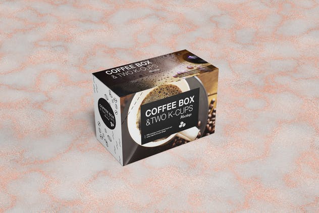 高品质的时尚咖啡杯/咖啡盒样机 2 K-Cups-Coffee Box Mockup插图(1)