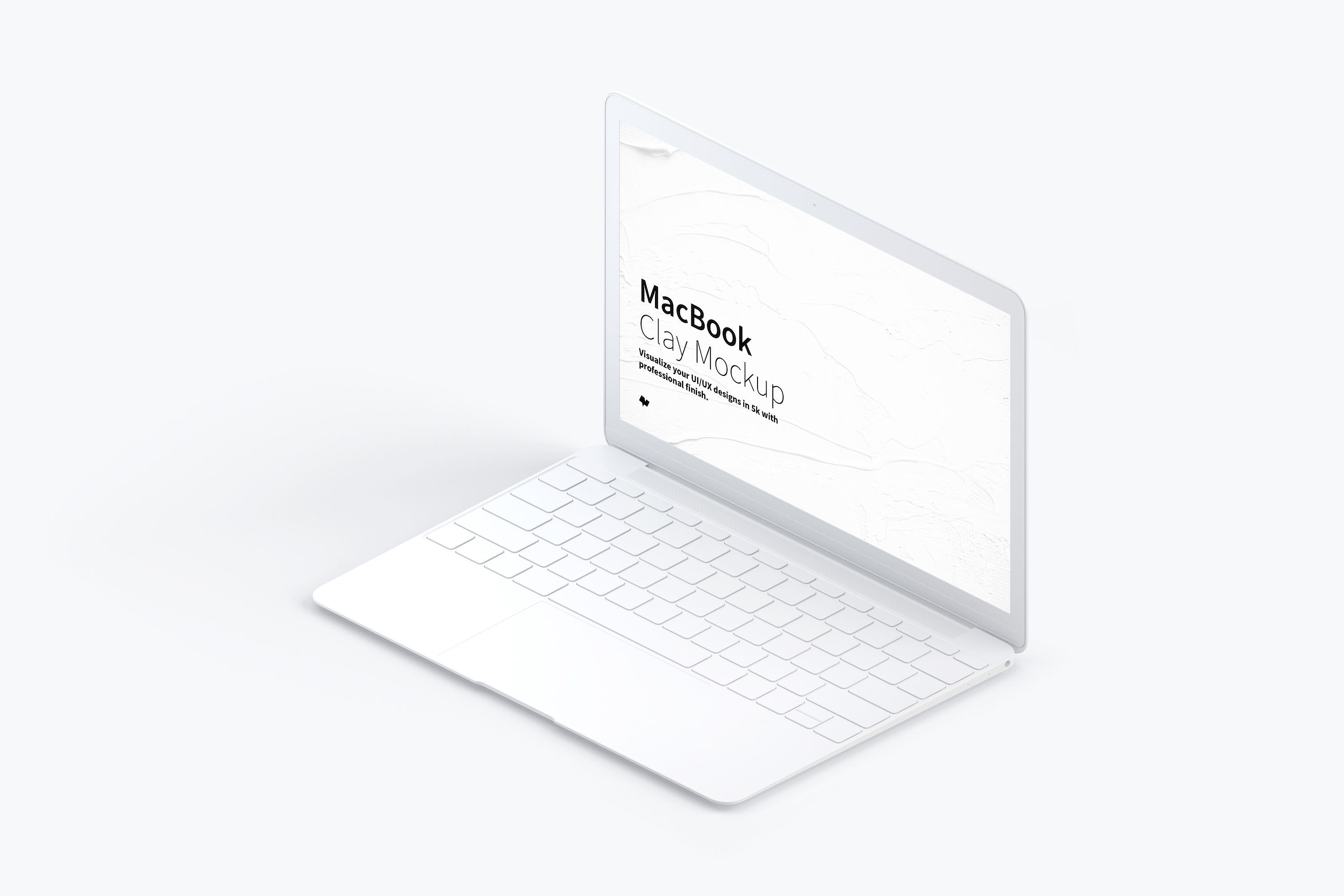 MacBook超极本屏幕演示右视图样机 Clay MacBook Mockup, Isometric Right View插图
