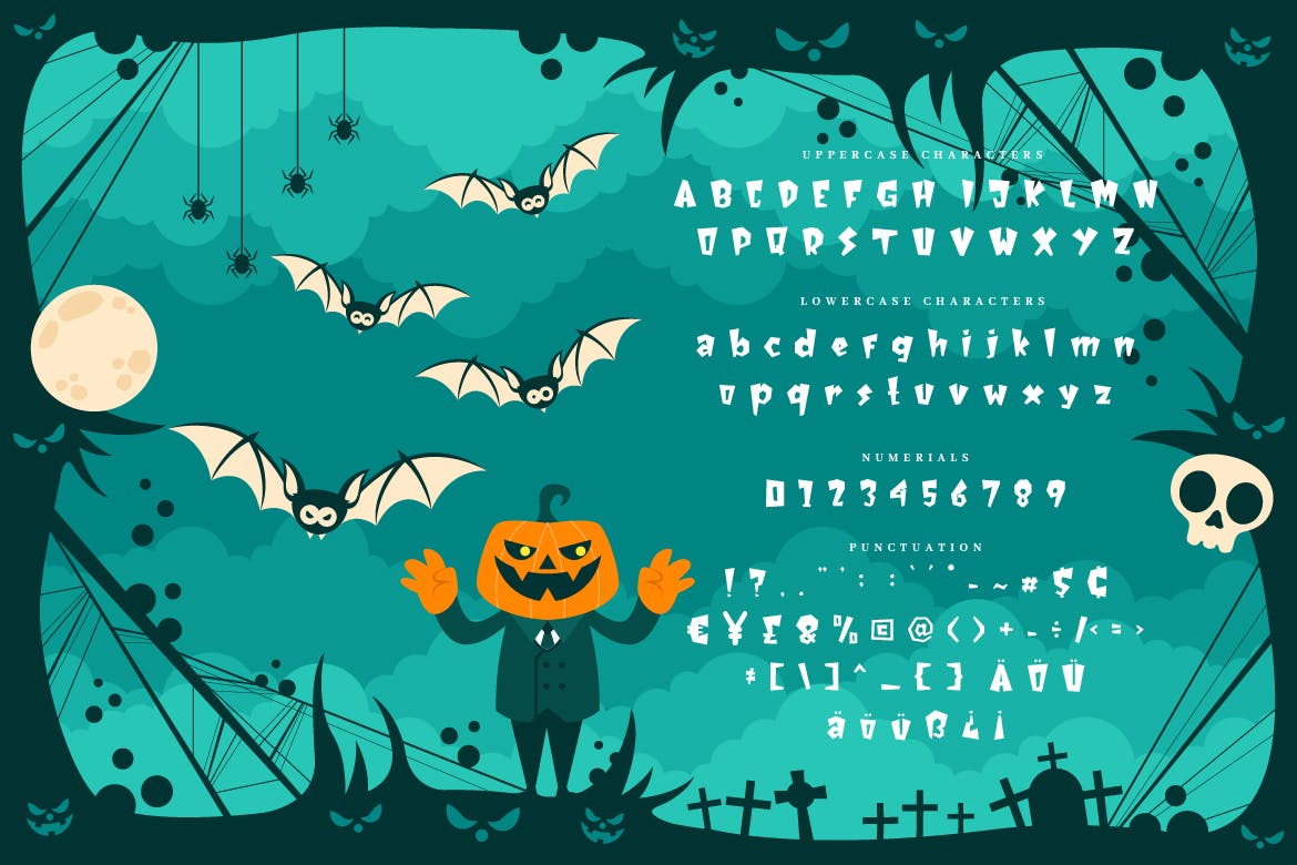 儿童节/万圣节节日主题设计适用的装饰设计无衬线字体 Monster Squad – Fun Halloween Typeface插图(1)