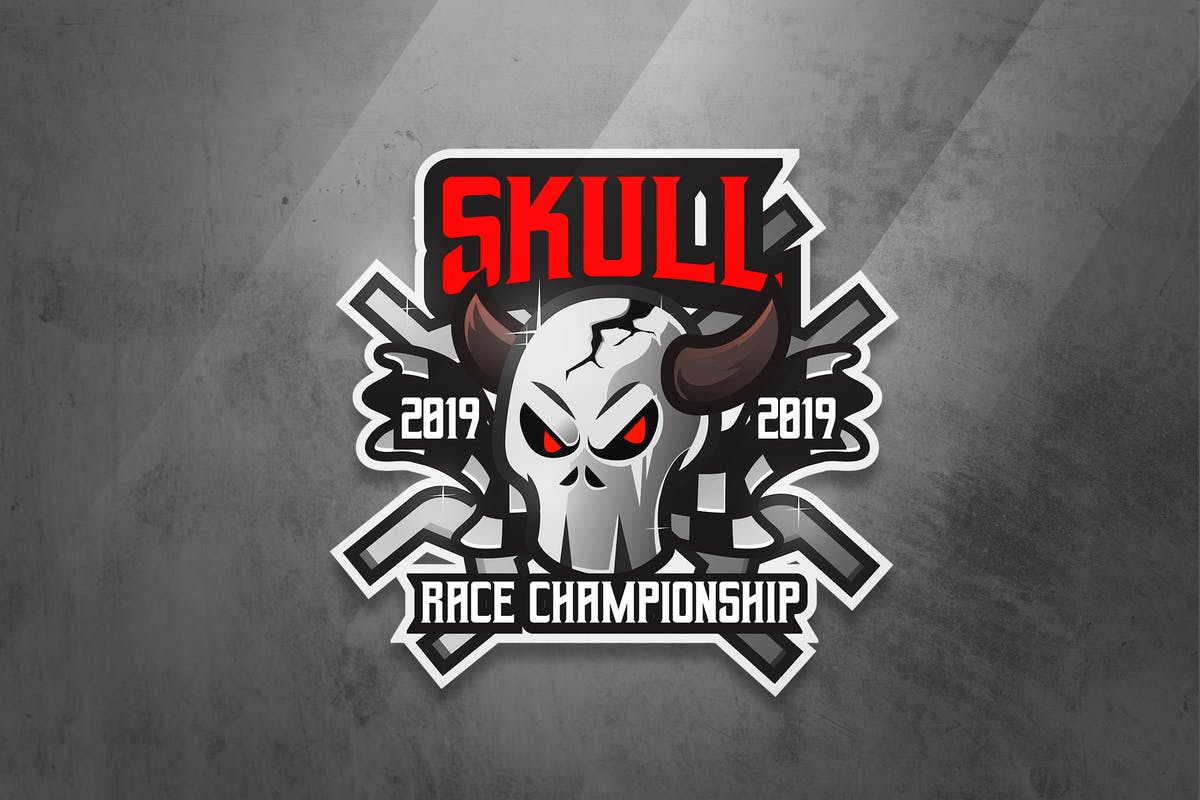 邪恶骷髅头电子竞技战队队徽Logo模板 Skull Race – Mascot & Esport Logo插图