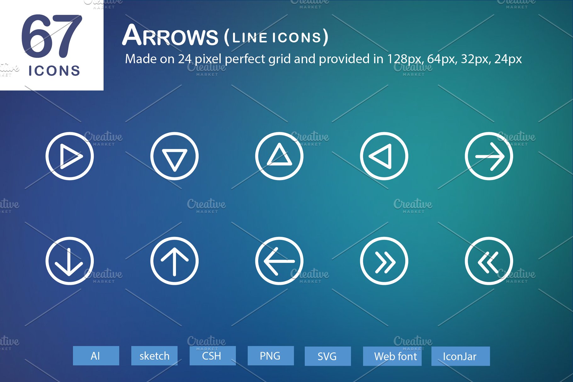 67枚箭头图形线条图标 67 Arrows Line Icons插图
