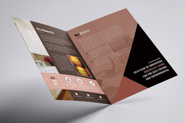 室内设计双折页广告手册设计模板 Interior Design Bifold Brochure插图(3)