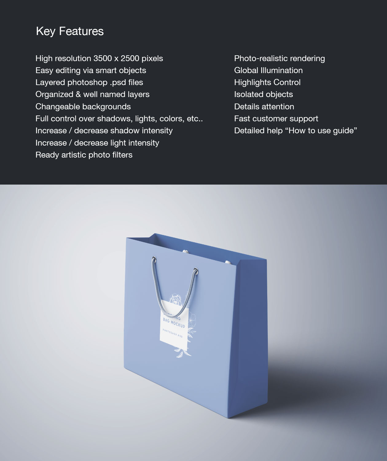 购物袋定制设计外观设计PSD样机模板 Shopping Bag Mockup – PSD插图(1)