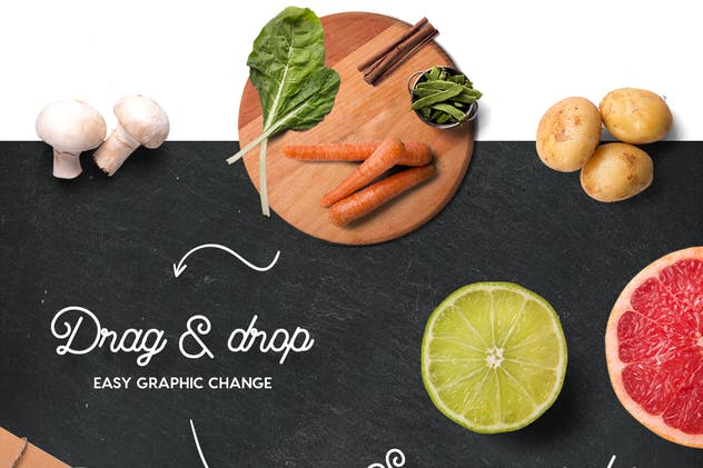 有机食品样机及巨无霸Hero场景模板 Organic Food Mockup & Hero Images Scene Generator插图(1)
