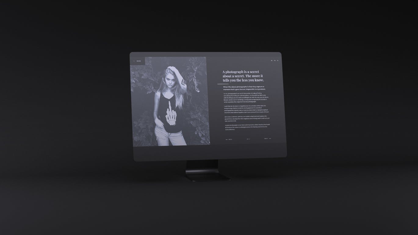 网站UI设计效果图预览黑色iMac电脑样机模板 Dark iMac Mockup插图(3)