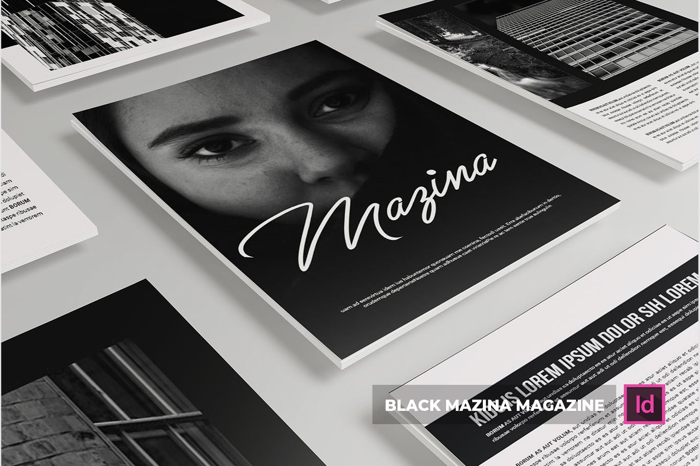 人物摄影杂志排版设计模板 Black Mazina | Magazine Template插图(1)