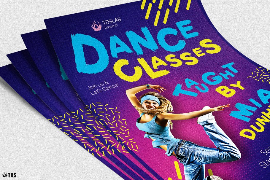 舞蹈培训课程宣传广告海报PSD模板v3 Dance Classes Flyer PSD V3插图(4)
