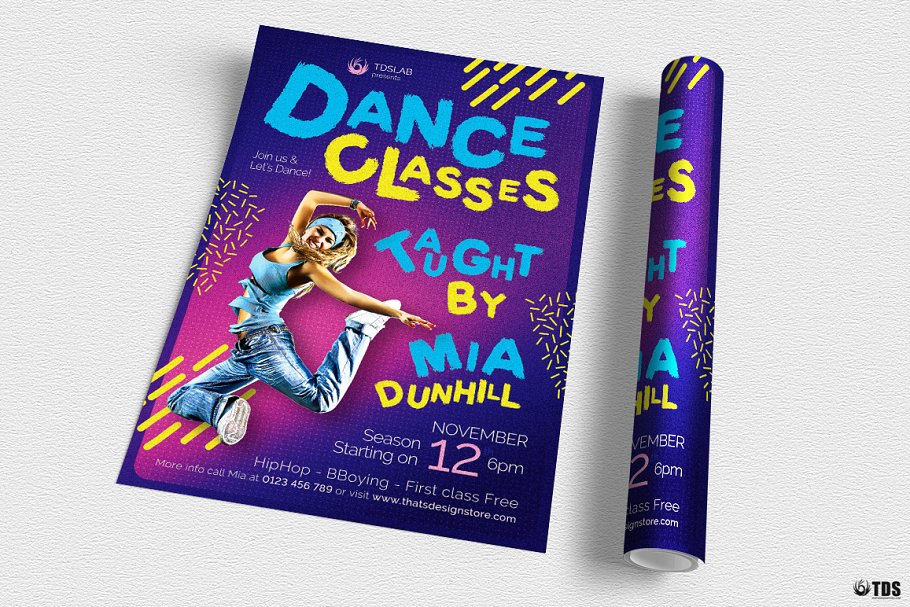 舞蹈培训课程宣传广告海报PSD模板v3 Dance Classes Flyer PSD V3插图(2)