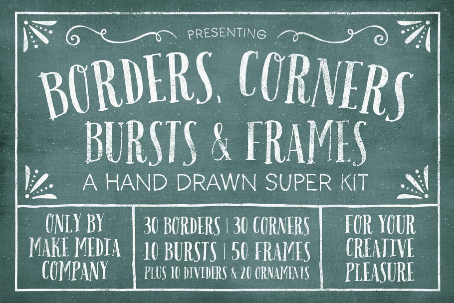 黑板画粉笔画装饰元素设计素材 Borders, Corners & Frames Super Kit插图