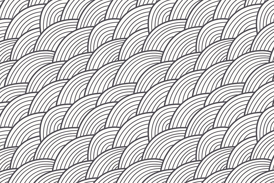 创意手绘鱼鳞线条底纹 Handmade Seamless Patterns插图(7)