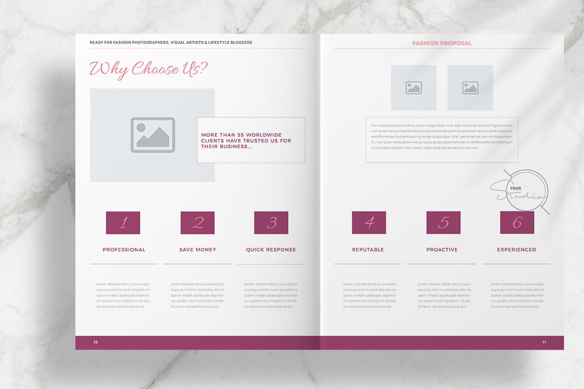 粉红时尚行业项目提案版式设计模板 Pink Fashion Proposal Layout插图(7)