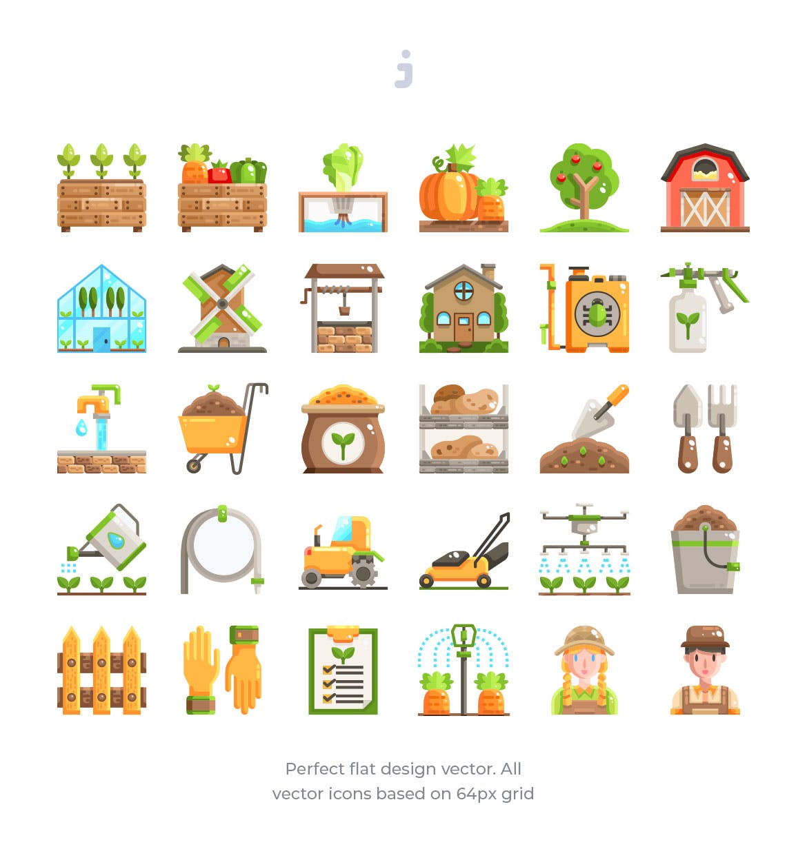 30枚农业&园艺扁平设计风格矢量图标 30 Farming and Gardening Icons – Flat插图(1)