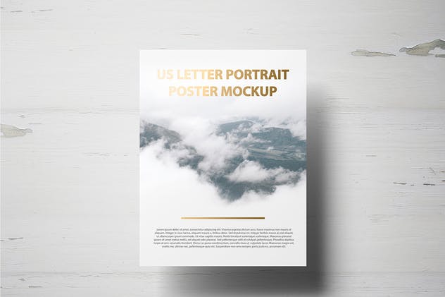 美国信纸规格海报传单/信头样机 US Letter Portait Flyer / Letterhead Mockup插图(7)
