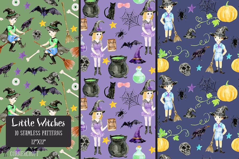 水彩小女巫设计套装 Watercolor Little Witch Design Kit插图(14)