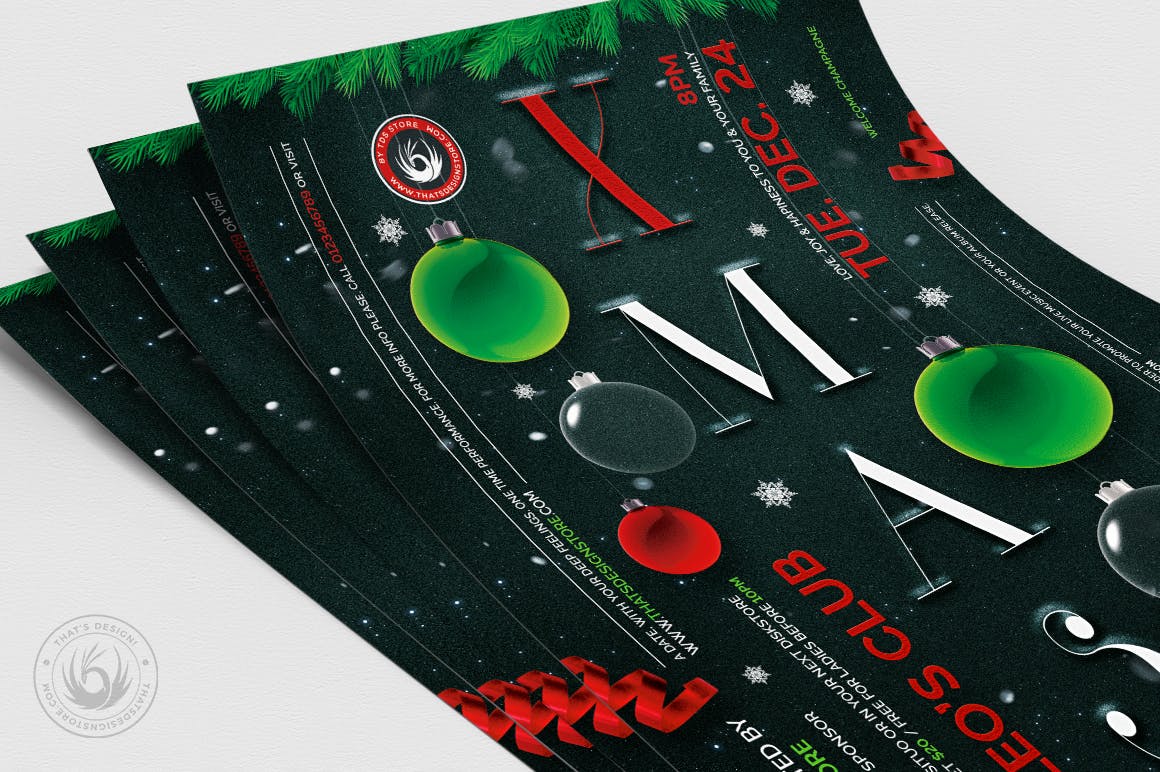 圣诞节平安夜活动主题海报传单设计模板v13 Christmas Eve Flyer Template V13插图(4)