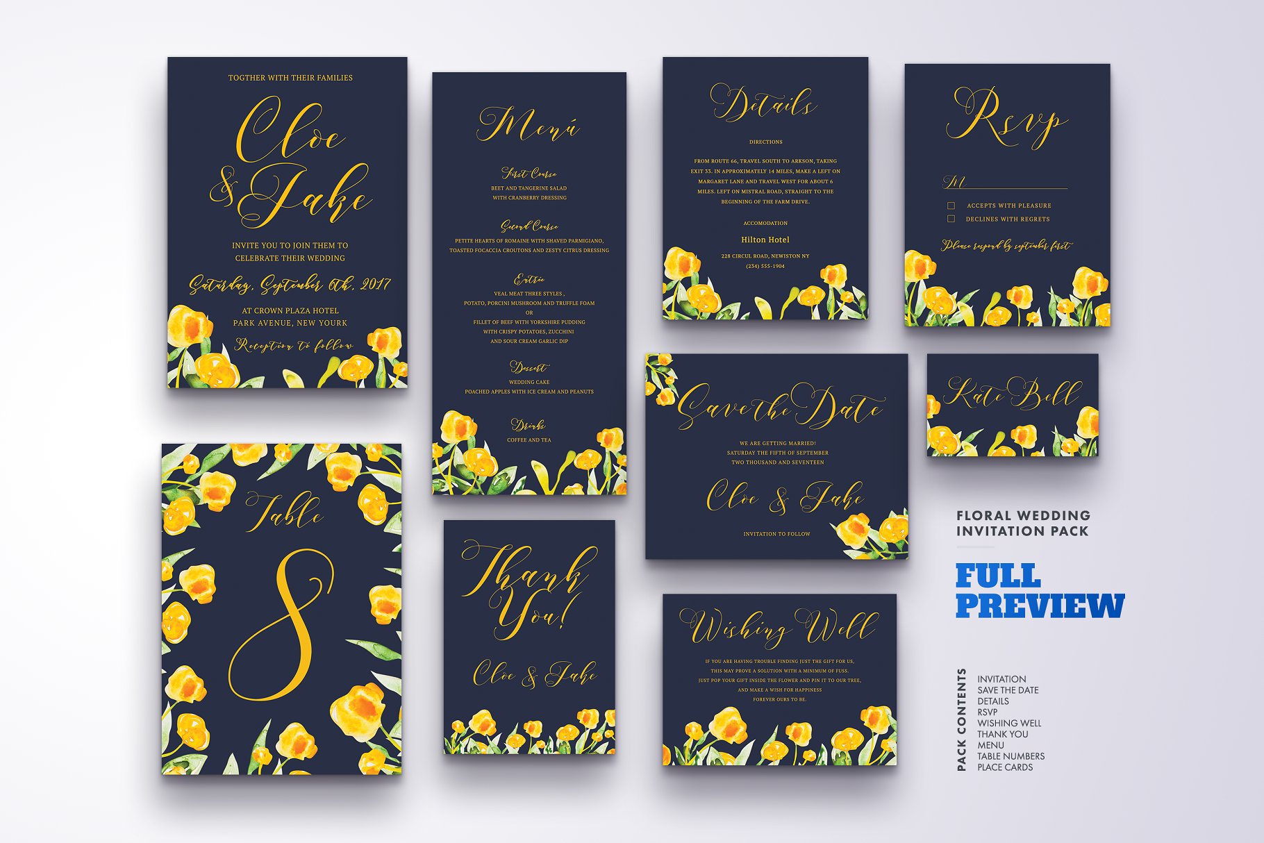 花卉装饰婚礼婚庆设计物料模板大集结[1.42GB] Floral Wedding Invitation Bundle插图(4)