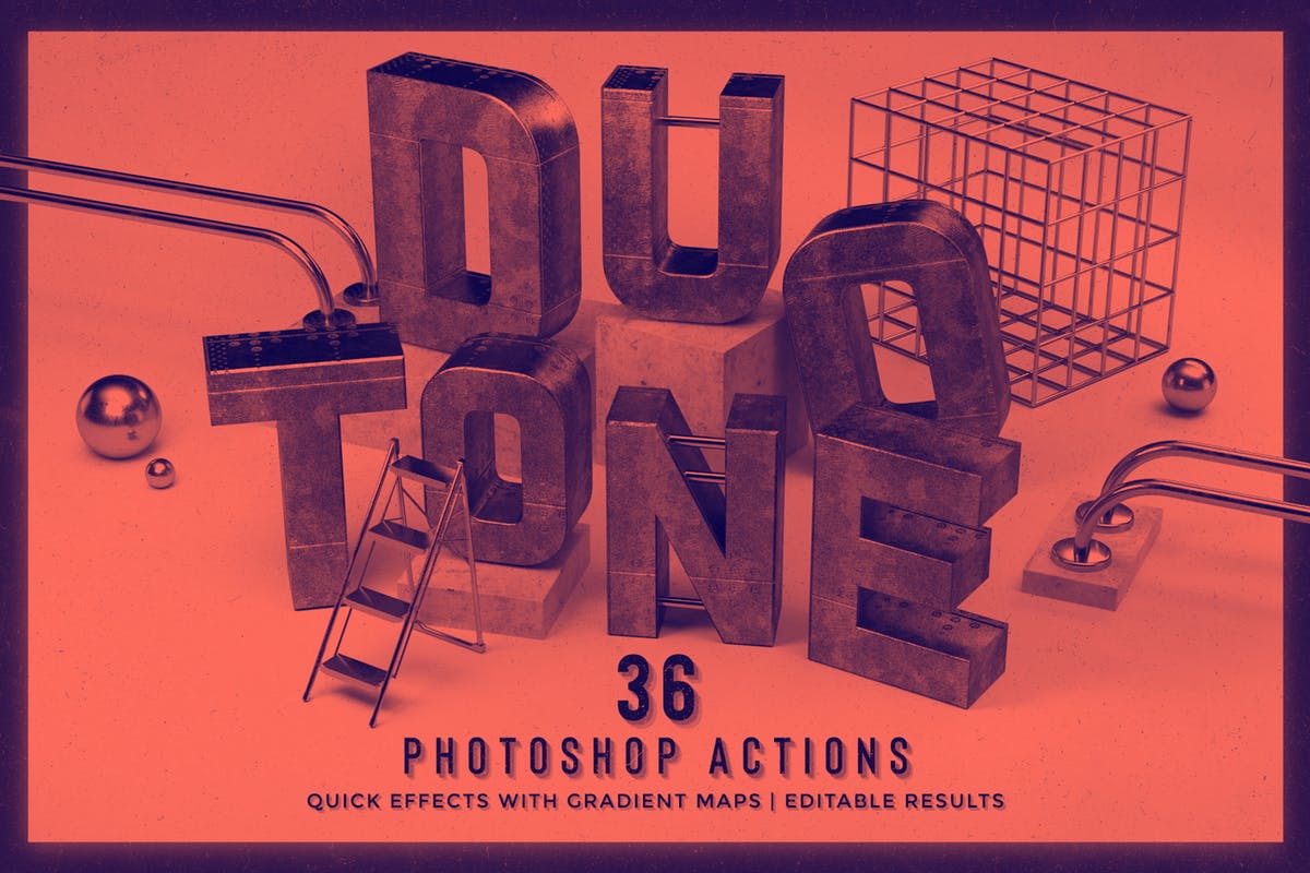 双色调照片调色PS动作 Duotone Photoshop Actions插图