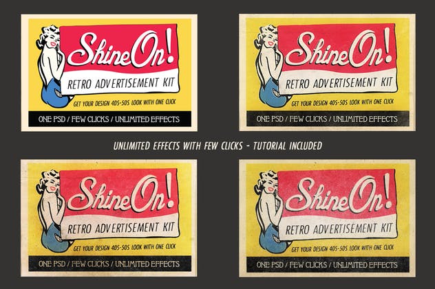 19世纪40-50年代复古风格广告设计图层样式 Shine On – Retro Advertisement Kit插图(1)
