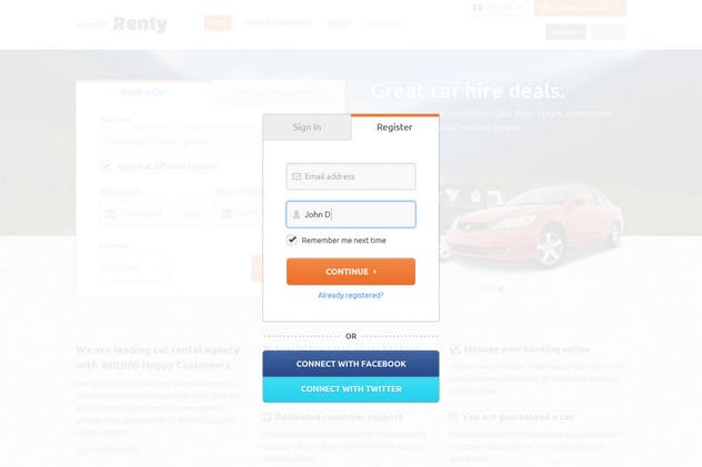 汽车租赁&销售网站设计PSD模板 Renty – Car Rental & Booking PSD Template插图(9)