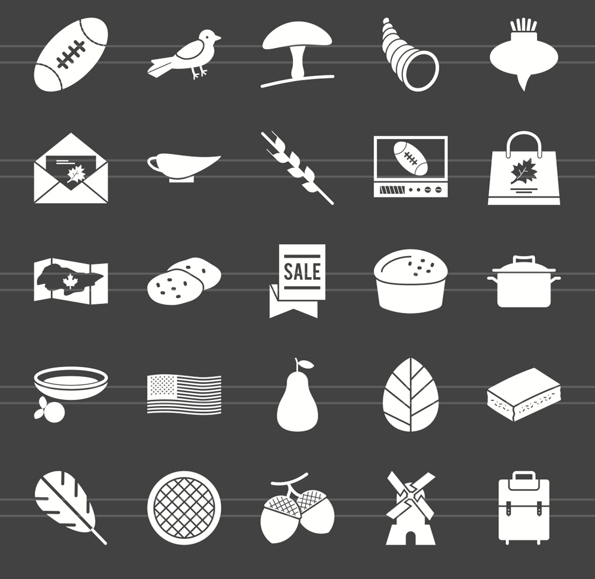 50个感恩节字形反转矢量图标素材 50 Thanksgiving Glyph Inverted Icons插图(2)