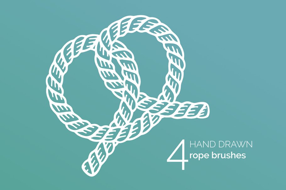 4款手绘老式绳索形状AI笔刷 4 Hand Drawn Vintage Rope Brushes插图(2)