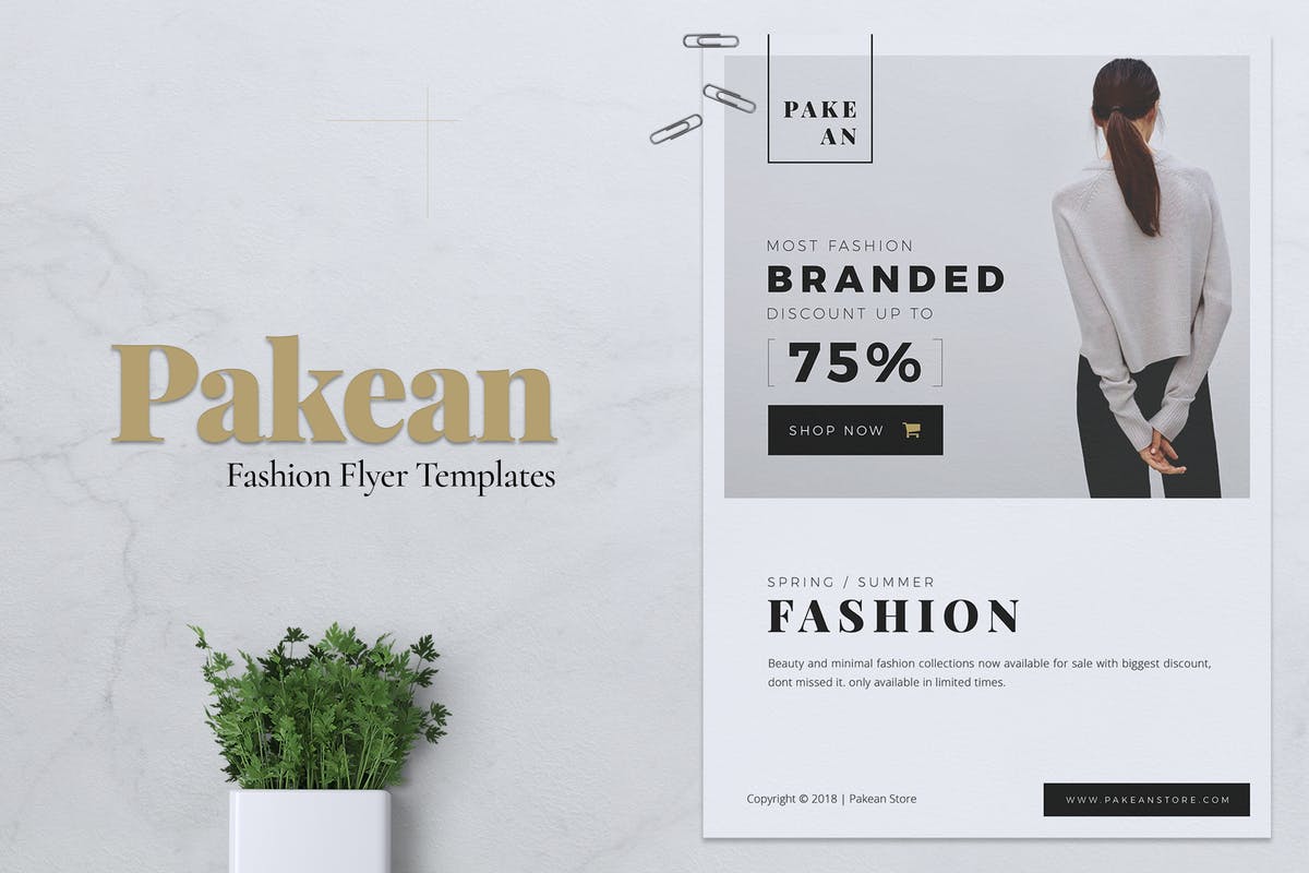 极简设计风格时尚品牌促销海报模板设计 PAKEAN Minimal Fashion Flyer插图