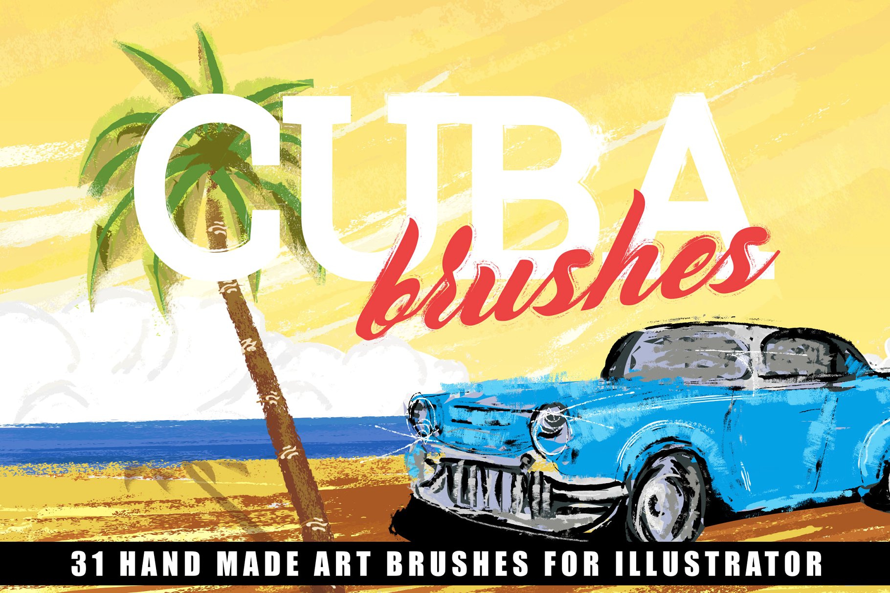 复古古巴风格元素AI笔刷 Cuba Illustrator Brushes插图