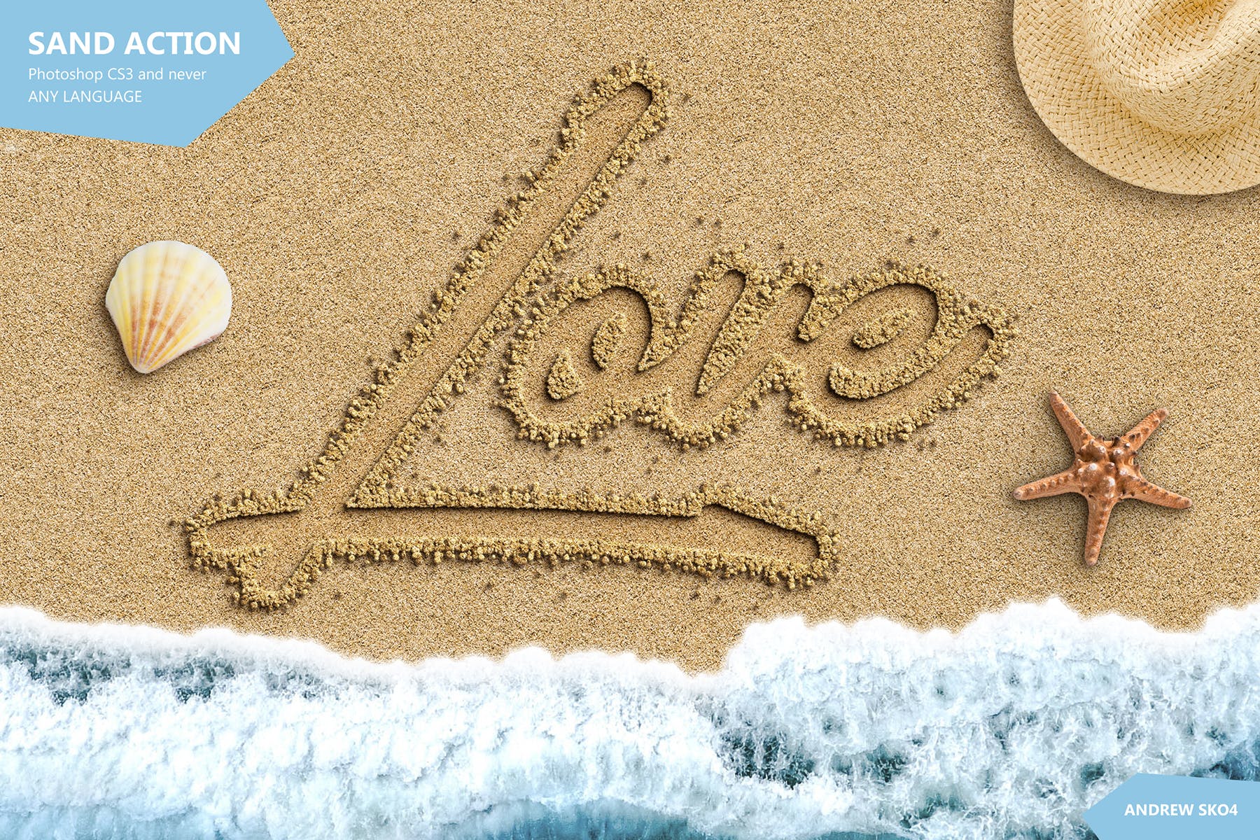 沙滩上手写文字特效PS动作 Sand Photoshop Action插图