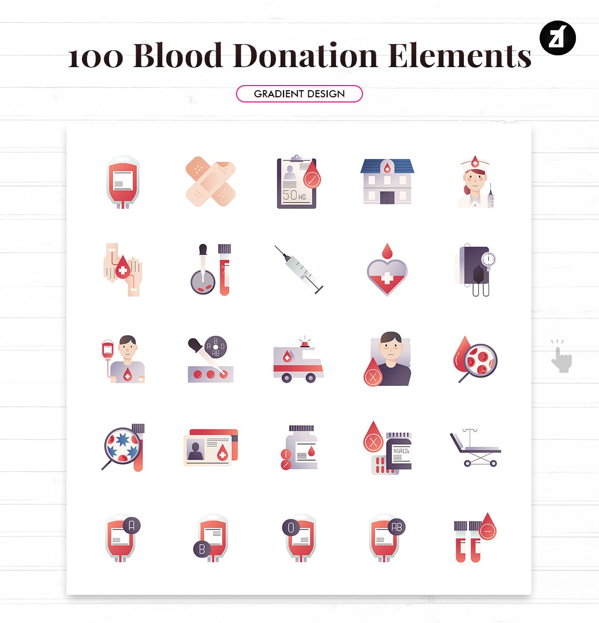 100个红十字会献血元素主题矢量图标 100 Blood donation elements插图(1)