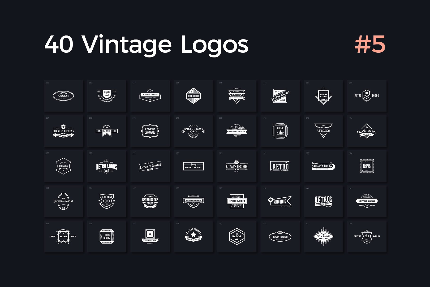 40个多用途复古徽章Logo模板V.5 40 Vintage Logos Vol. 5插图
