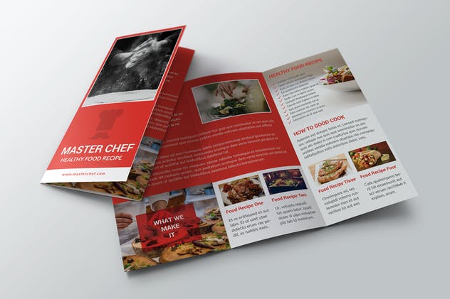 三折页美食主题宣传册传单设计模板 Trifold Food Brochure插图(2)