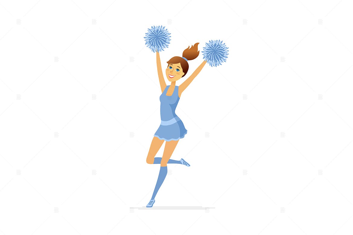 舞蹈啦啦队长卡通人物矢量图形设计素材 Dancing cheerleader – cartoon people character插图(1)