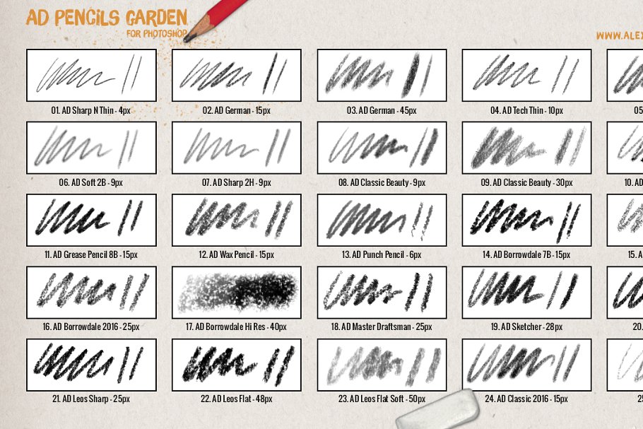 超级ps铅笔笔刷大合集 The Pencils Garden插图(2)