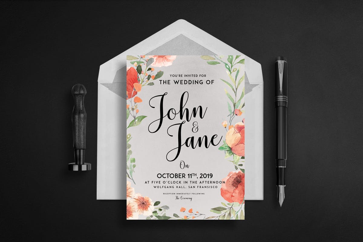 现代复古风格婚礼婚宴邀请函设计套装 Modern-Vintage Wedding Suite invitation插图