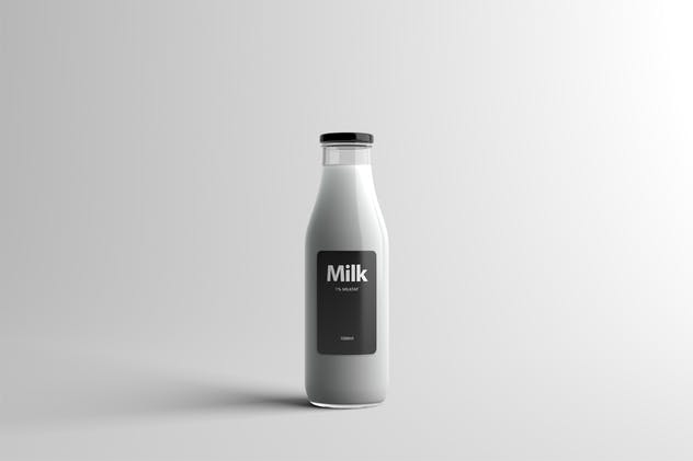 玻璃牛奶瓶牛奶品牌Logo设计展示样机模板 Milk Bottle Packaging Mock-Up插图(5)