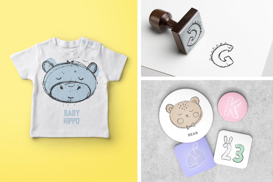 可爱动物、字母、数字矢量图案 Cute Stamps Pro插图(3)