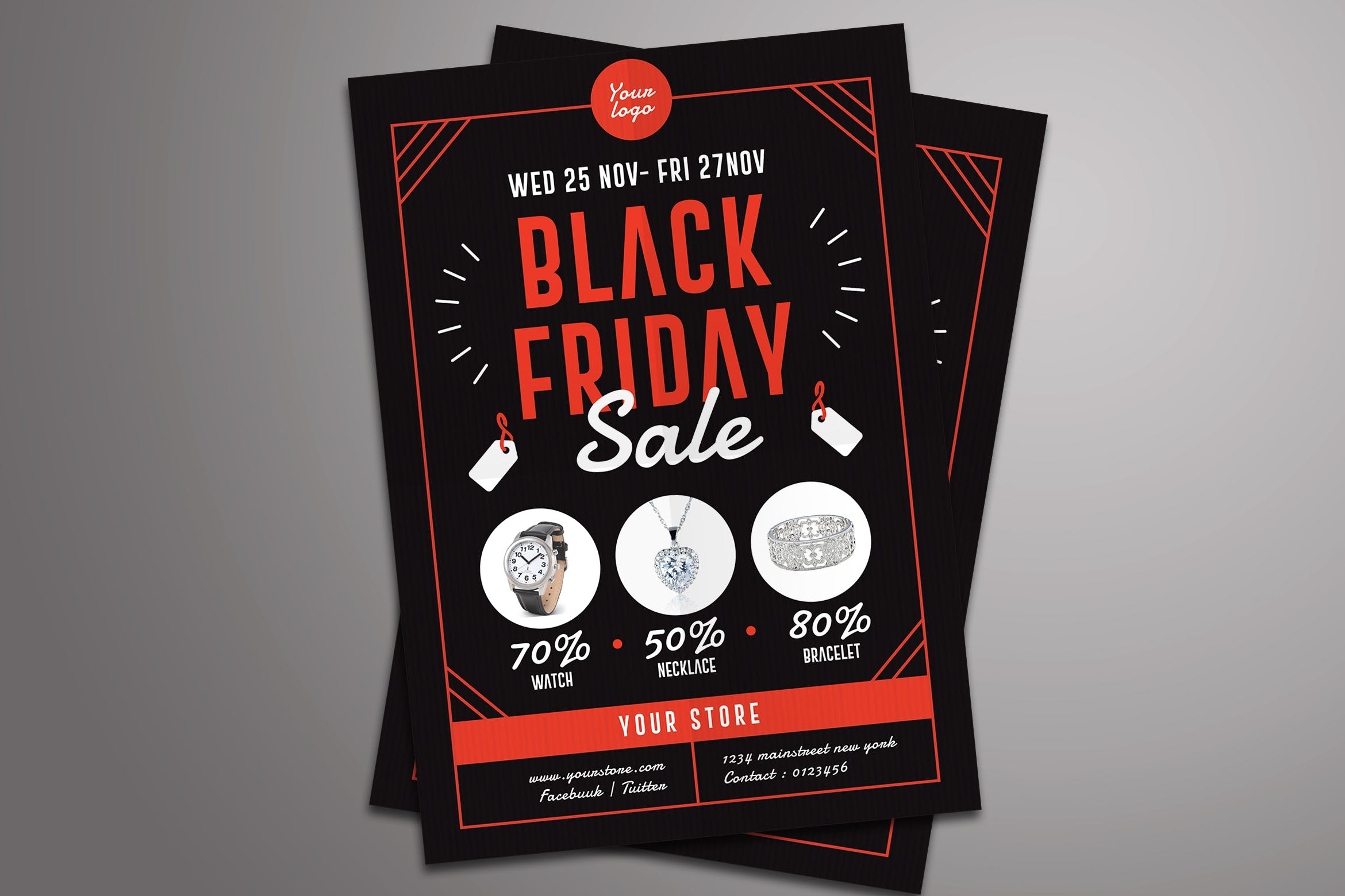 2019黑色星期五购物狂欢节促销海报模板 Black Friday Sale Flyer插图