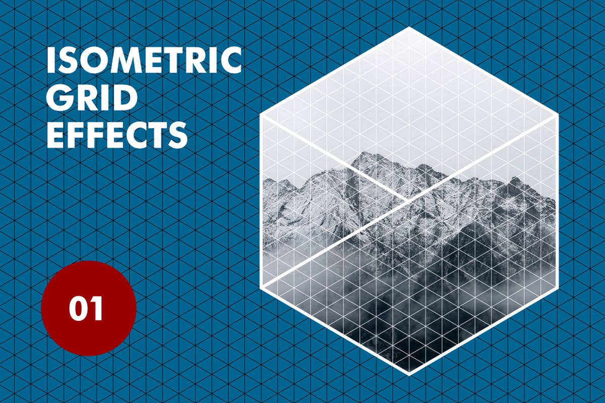 等距网格效果PSD分层模板 Isometric Grid Effects插图