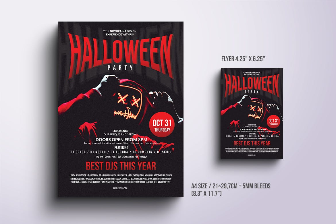 万圣节主题派对活动宣传海报传单设计模板v4 Halloween Party Poster & Flyer v4插图(1)